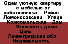 Сдам уютную квартиру с мебелью от собственника. › Район ­ Ломоносовский › Улица ­ Комсомольская › Дом ­ 13 › Этажность дома ­ 5 › Цена ­ 14 000 - Ленинградская обл. Недвижимость » Квартиры аренда   . Ленинградская обл.